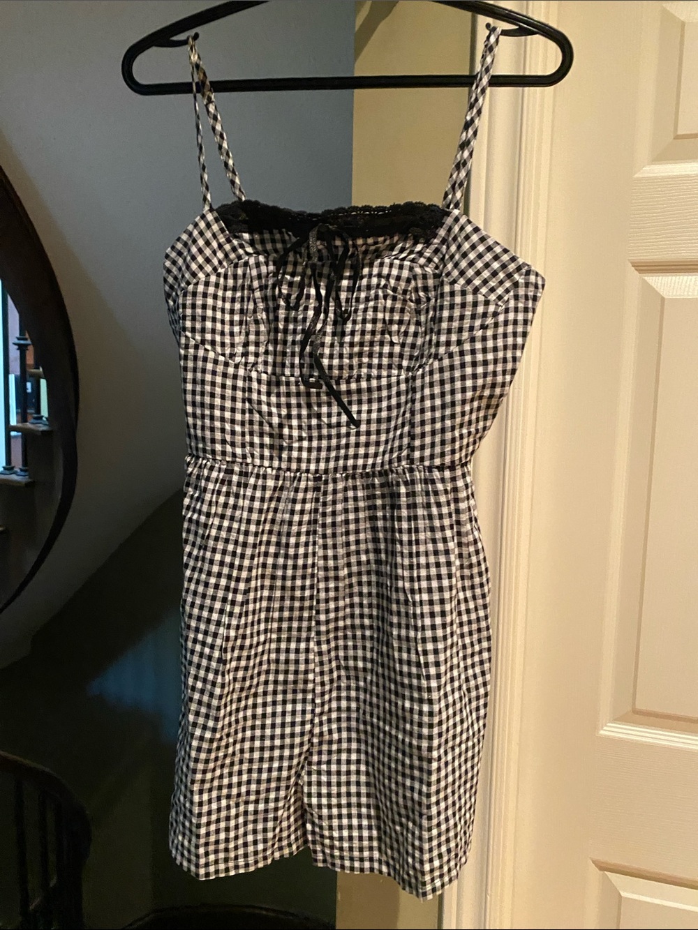 Ardene Black & White Gingham Sundress with Lace Tie